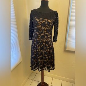 KAREN KANE size L lace dress with nude lining